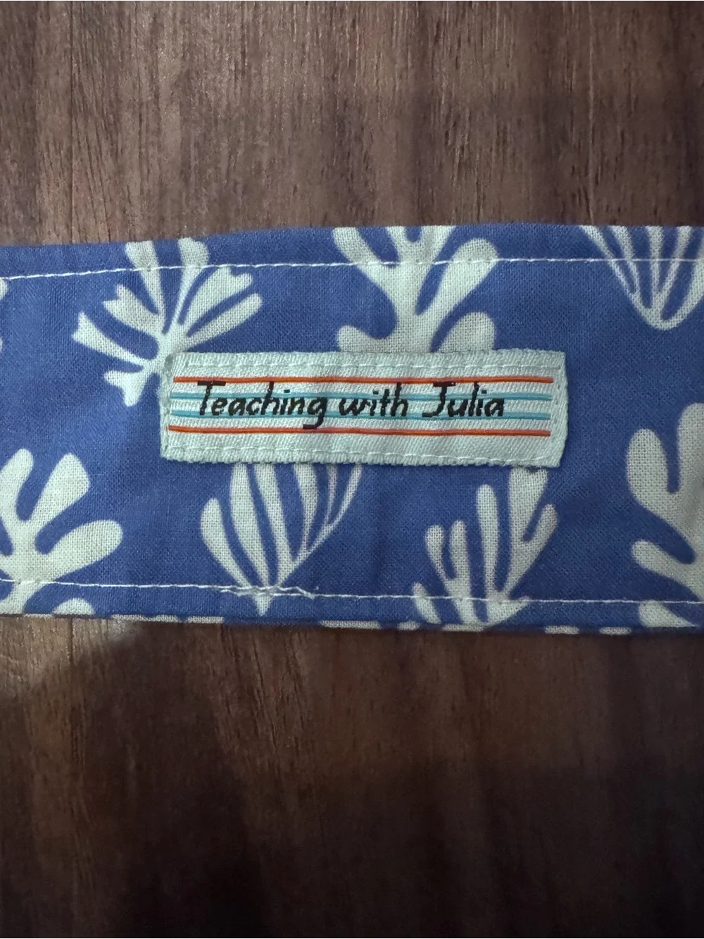 Teaching with Julia headband Blue and White Skinny Scarf - Women's Accessory